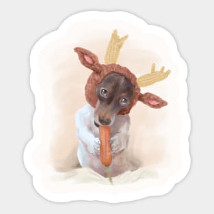 狗吃萝卜 dog eating carrot Sticker